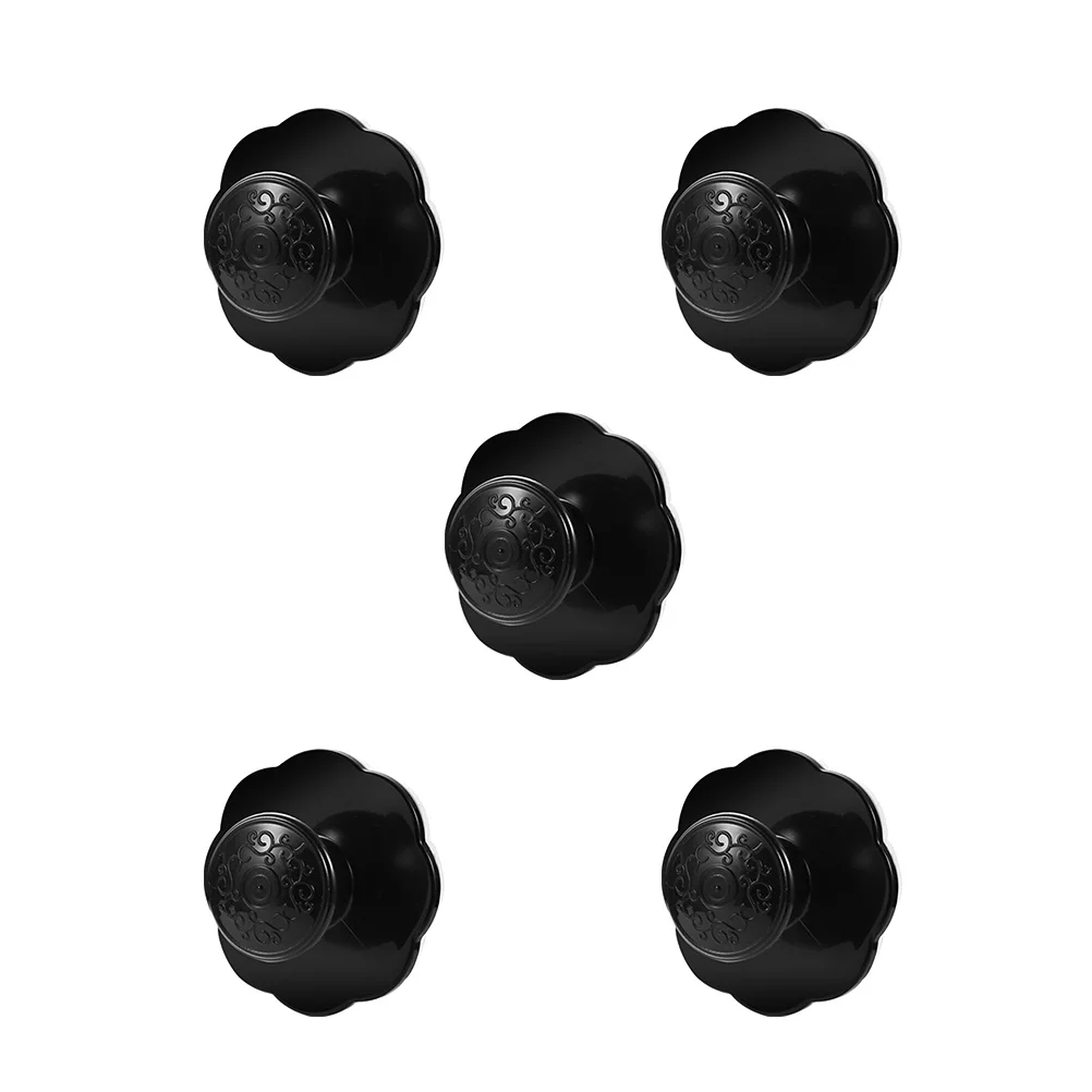 

5Pcs No Punching Paste Type Cabinet Door Window Pull Knobs Black Sturdy Wardrobe Drawer Pull Handles Wear Resistant Auxiliary