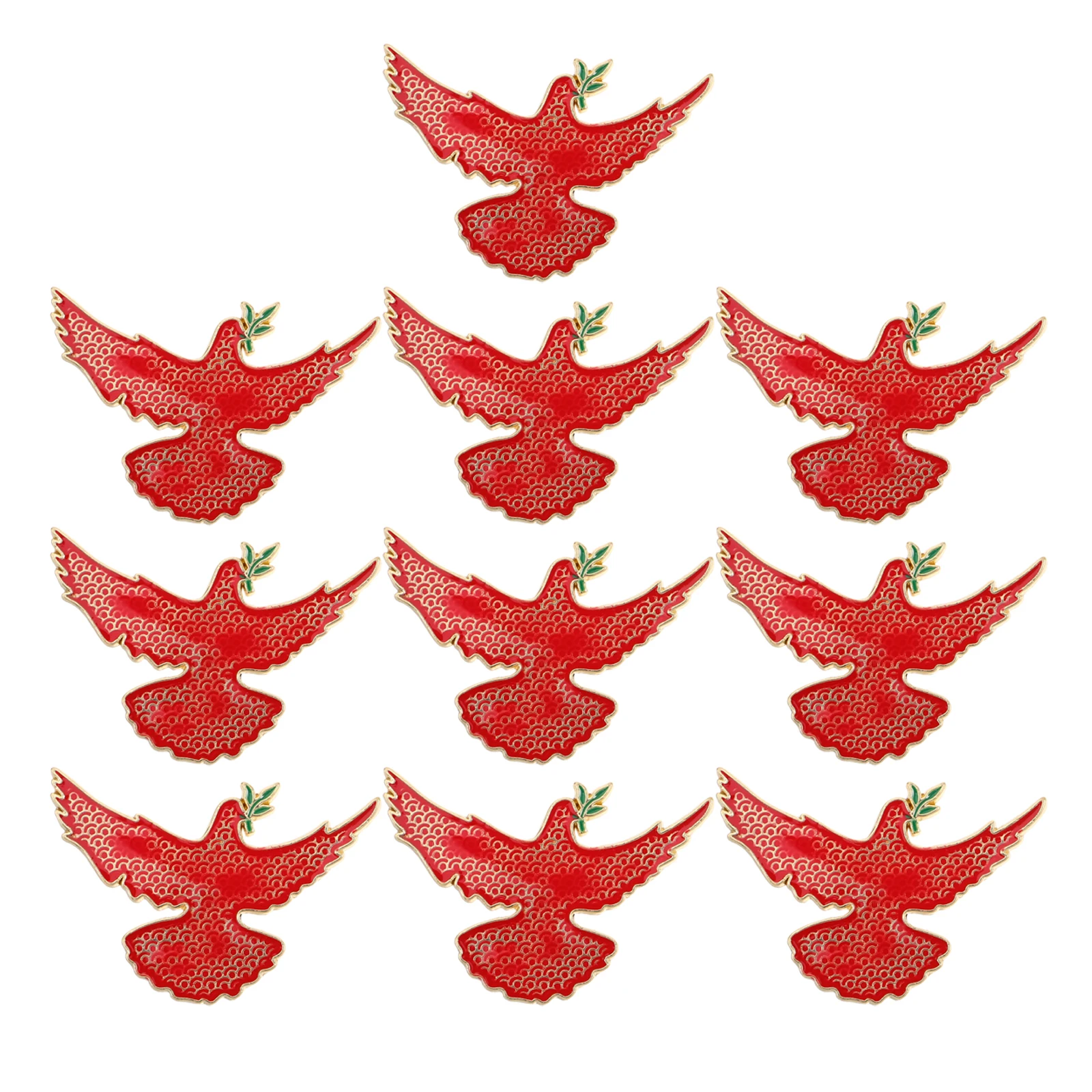 

10pcs Peace Dove Brooch: Metal Lapel Pin Olive Branch Symbolizing Harmony Stylish Clothing Accessory For Bags Scarves Daily Wear