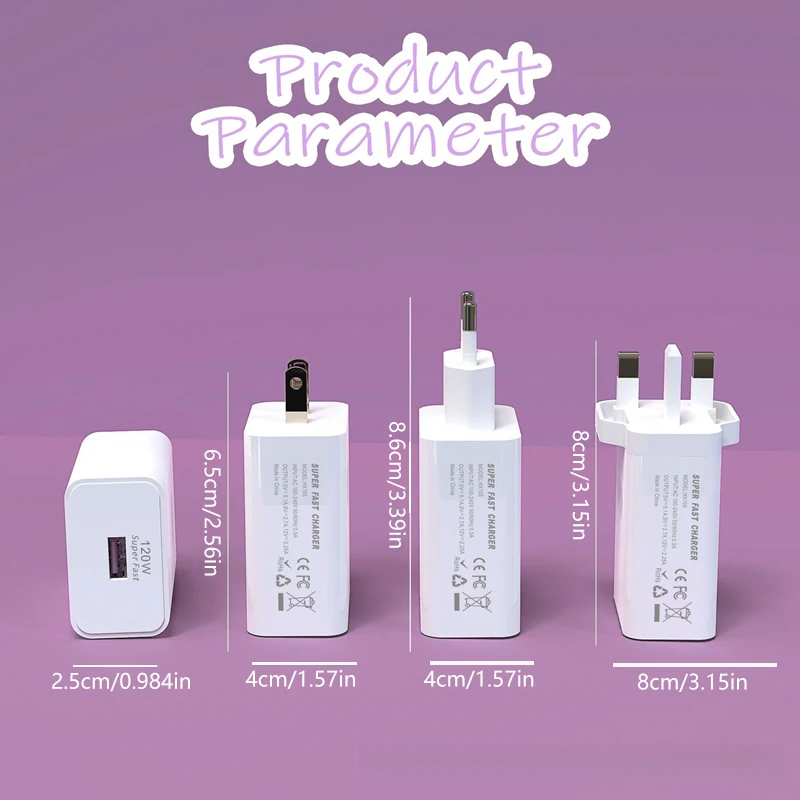 120 واط شاحن سريع الشحن نوع C USB الاتحاد الأوروبي/الولايات المتحدة/المملكة المتحدة التوصيل شاحن الهاتف محول الشحن السريع لسامسونج آيفون هواوي 2026 جديد #4