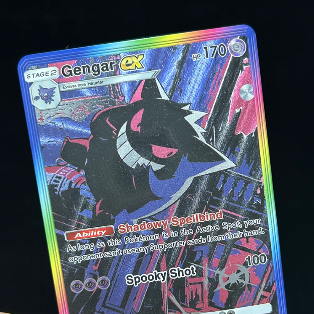 Diy ptcg coleção cartões gengar cartão de energia genética flash grosso colorself madesingle cartão clássico cartão de jogo presente