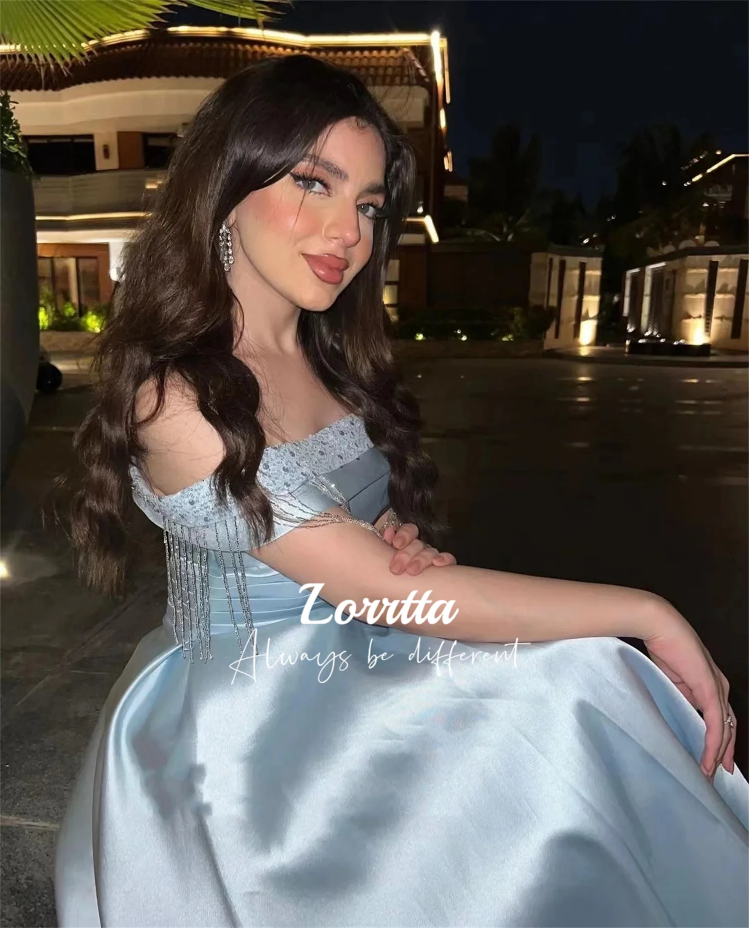 Lorrtta elegant Sleeveless Prom Dresses Off The Shoulder Tassels Evening Dress Fashion Women Wear Wedding Party Gowns Customized