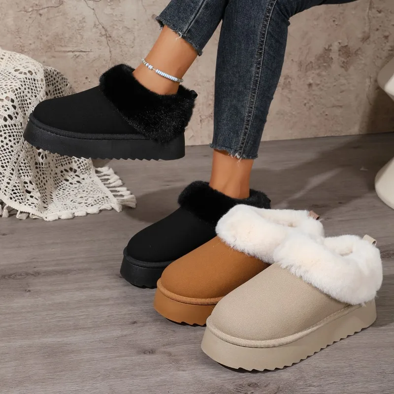 Women's new winter style versatile snow boots, fashionable and comfortable, with thick padding and large size cotton shoes 2026