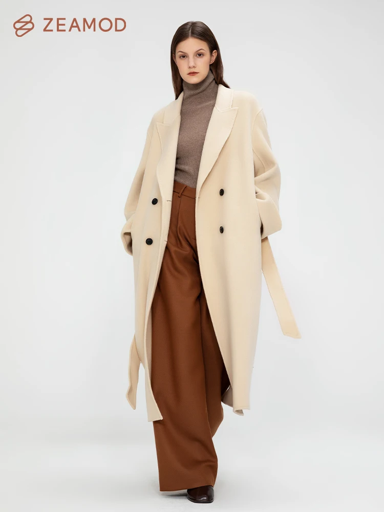 

ZEAMOD Autumn/Winter 2024 women's solid color casual solid color strap up commuter women's coat overcoat