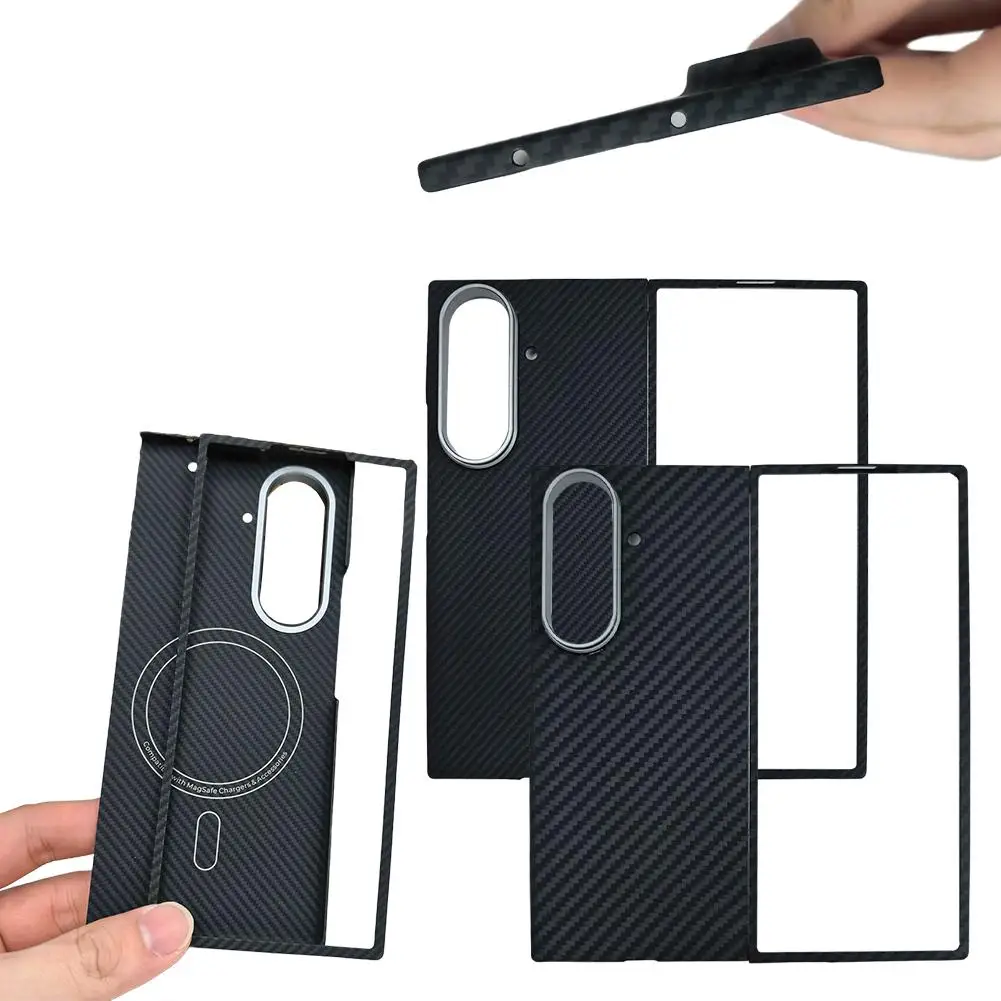 

For Samsung Z Fold 7 Ultra Slim Carbon Fiber Case 600D Fiber Anti-Drop Aramid Magnetic Style Full-Protect Minimalist Film C Q7E2