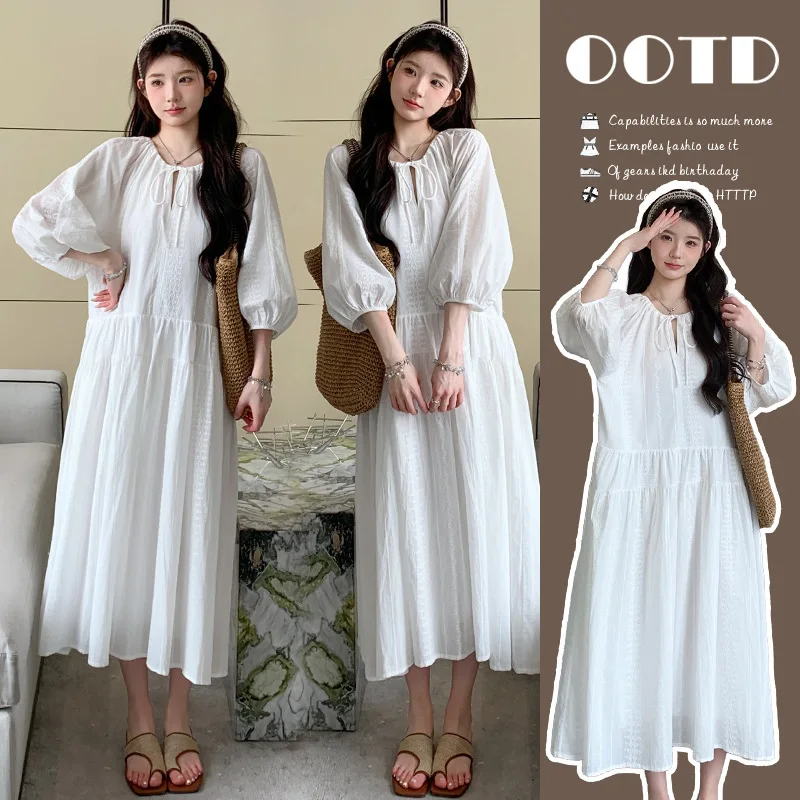 robe-de-maternite-printemps-Ete-2026-style-francais-elegance-delicate-minimaliste-polyvalente-robe-blanche-pour-femmes-enceintes