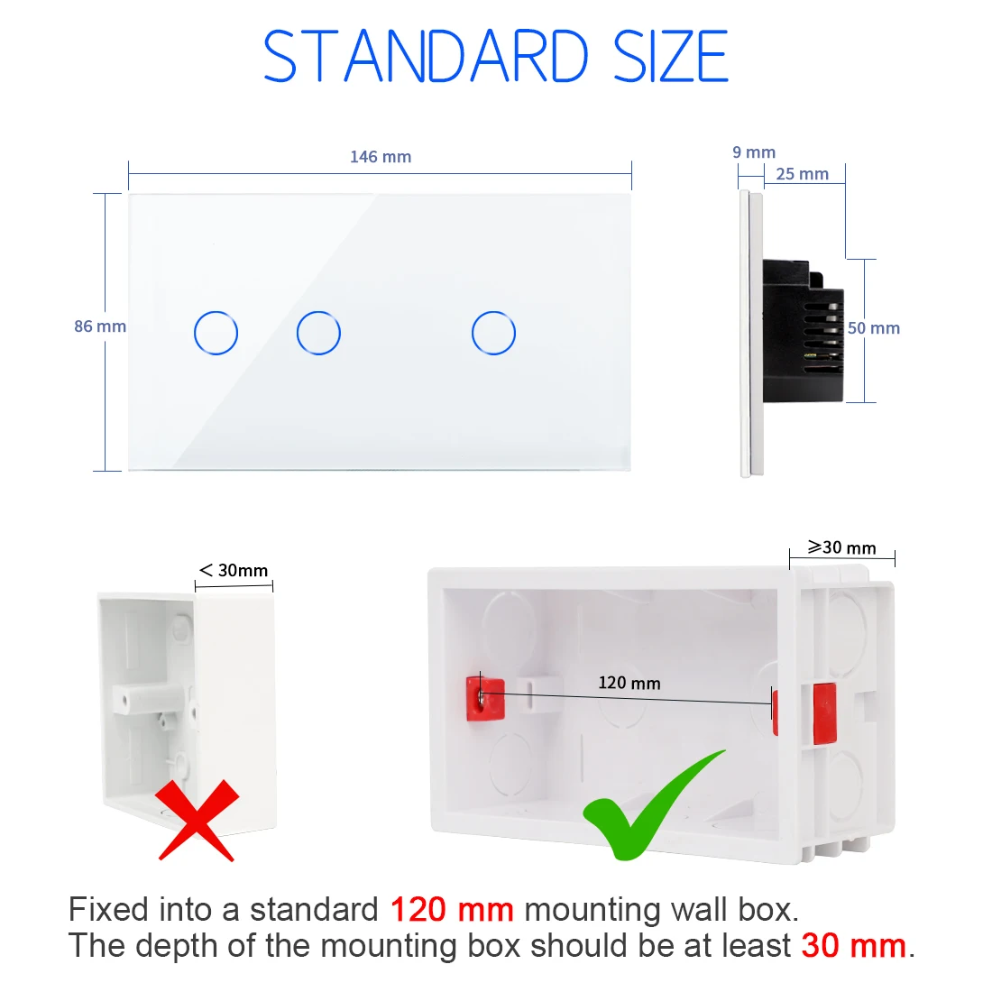 Imagem -02 - Bingoelec Inteligente Toque Interruptor Wifi Interruptor de Luz Parede Tuya App Alexa Interruptor sem Fio Neutro Gang Gang Gang Gang 6gang Way 3way Caminho