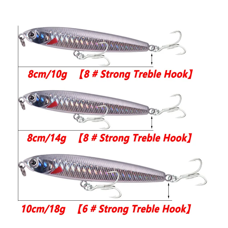 1 Pc Vibration Sinking Wobblers Pencil Fishing Lure 10g 14g 18g Artificial Hard Bait With Strong Hooks for Bass Carp Pike Tackle