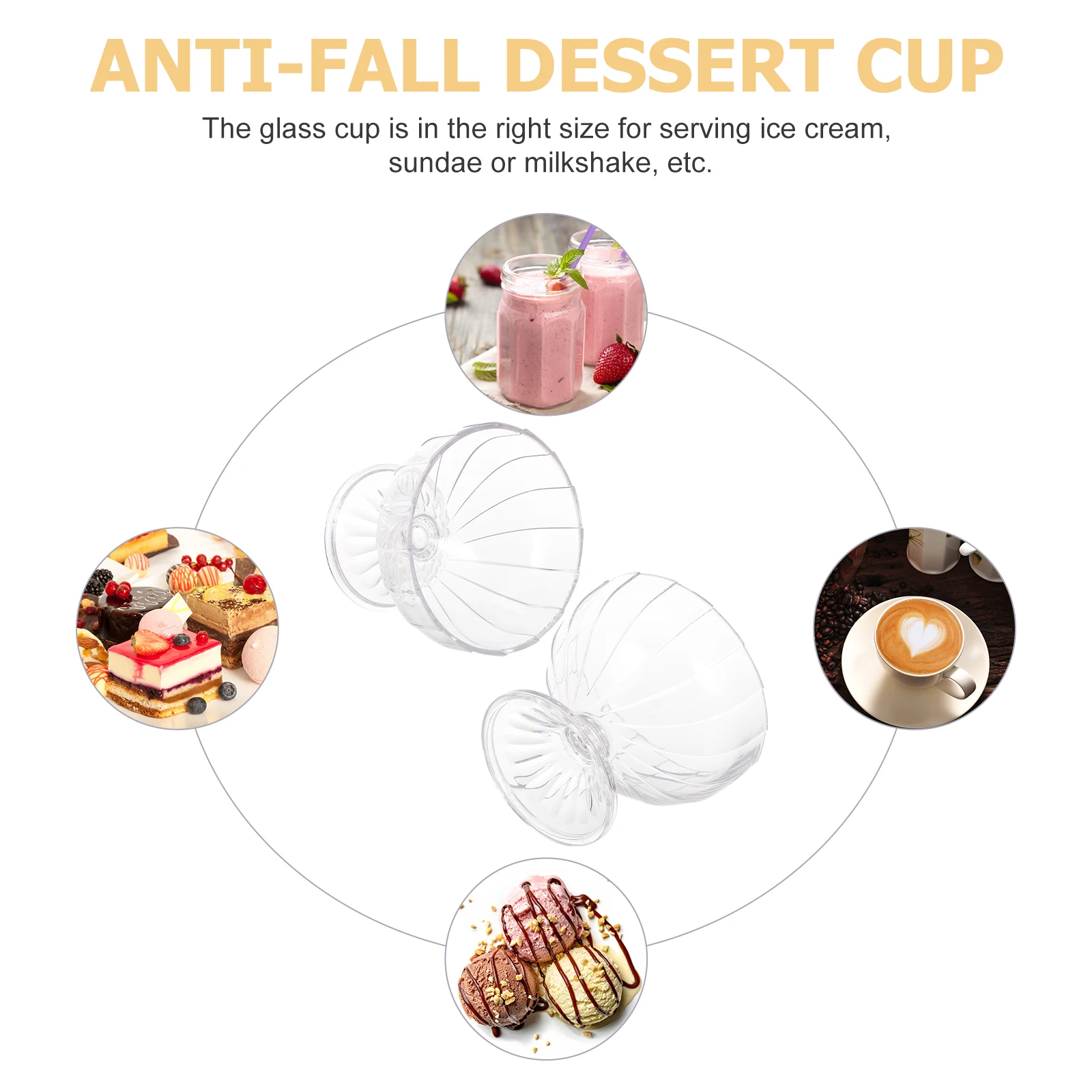 

2 Pcs Ice Cream Cup Plastic Mug Cups for Party Dessert Glasses Desserts Disposable Paper Fruit