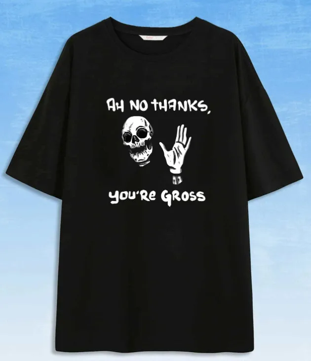 Unisex Funny Graphic Tee Size XL Black W/Skull 