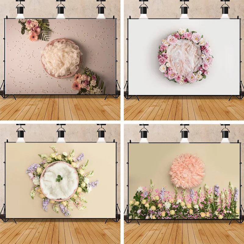 

Neonatal Portrait Photography Background Flowers Birthday Art Background Baby Photo Gallery Props BG-06