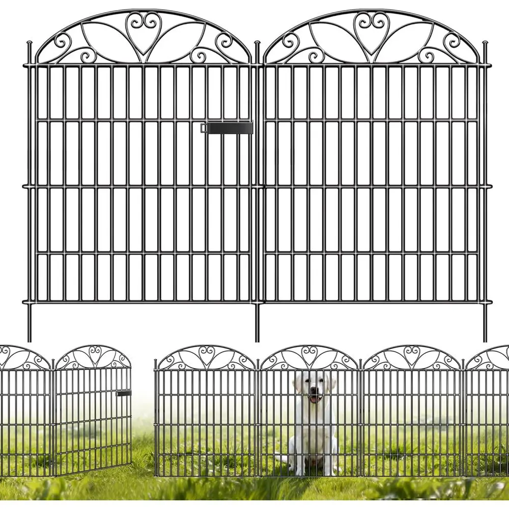 

Декоративный уличный садовый забор с воротами, 3,6 м (11,8 футов), защита от животных, устойчивый к ржавчине, переносной забор для собак для дворов и задних дворов