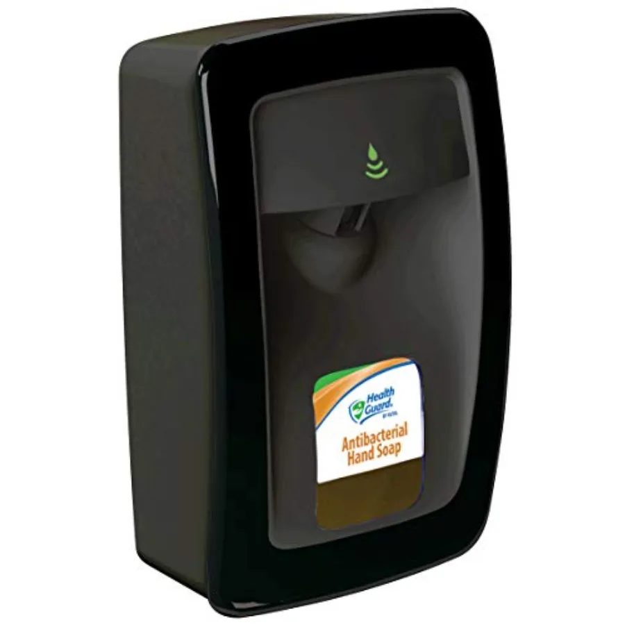 

Designer Series Automatic Wall Mount Dispenser for Health Guard soap or sanitizer: durable black unit with black trim, easy ins