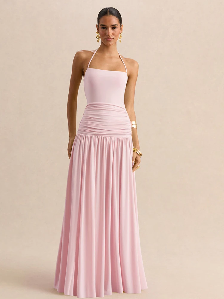 

Желтое женское макси-платье JULISSA MO с открытой спиной, на бретелях, с драпировкой, без рукавов, с завышенной талией, летнее, облегающее, элегантное, для вечеринок и клубов