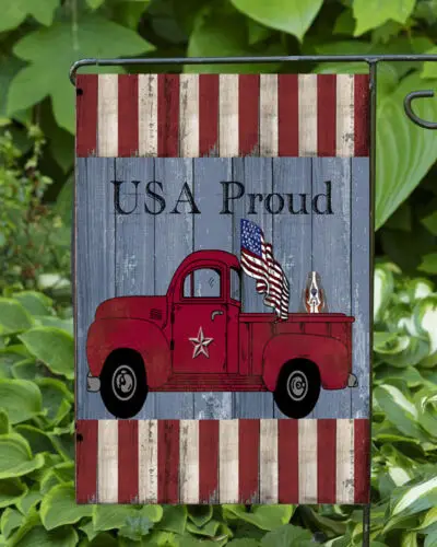 USA Proud Red Truck Garden Flag  ~  Double Sided Top Quality  12x18