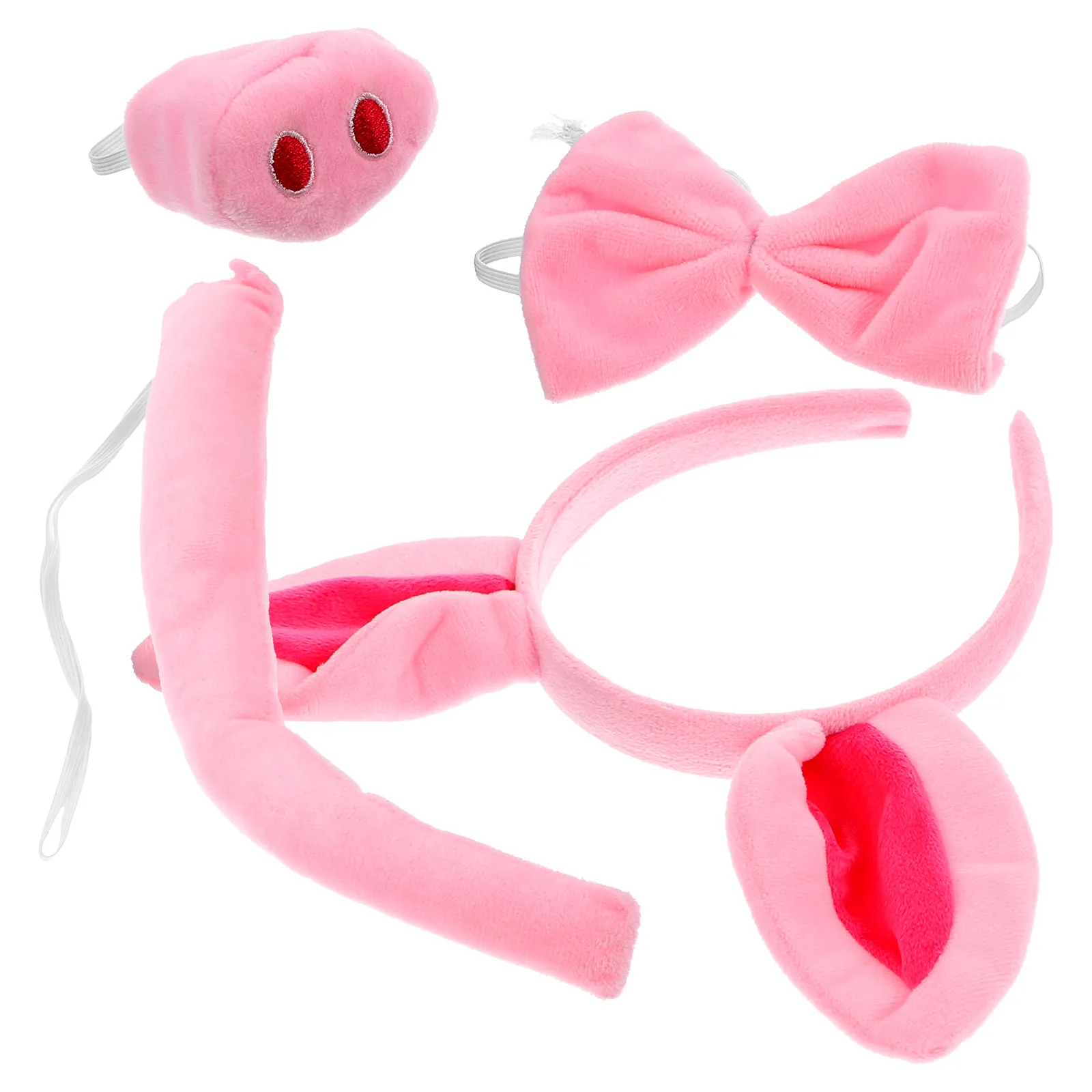

4pcs Animal Headgear Pig Nose Costume Tail Bow Tie Party Cosplay Accessory For Halloween Christmas Fancy Dress (Random