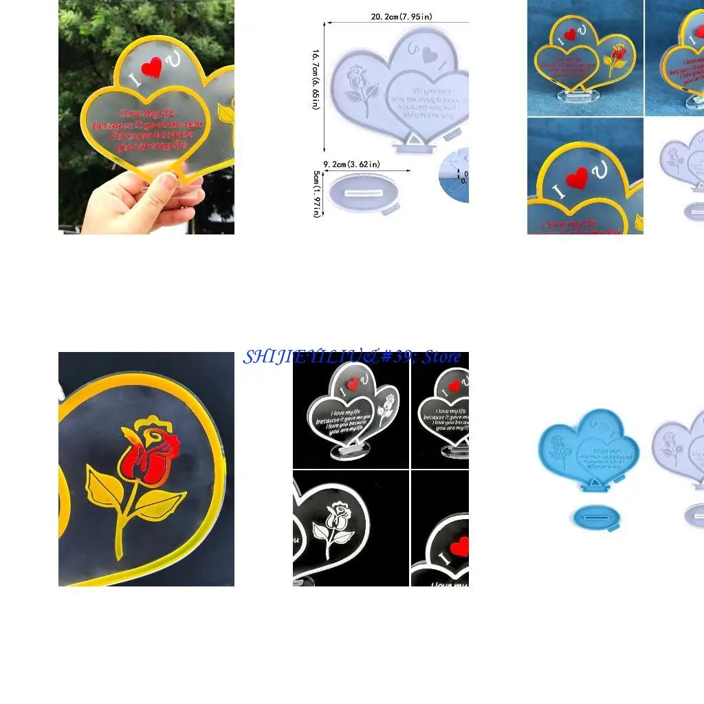 

E21F Heart-shaped Ornament Silicone Gypsum Molds for Home Decoration Jewelry Tool