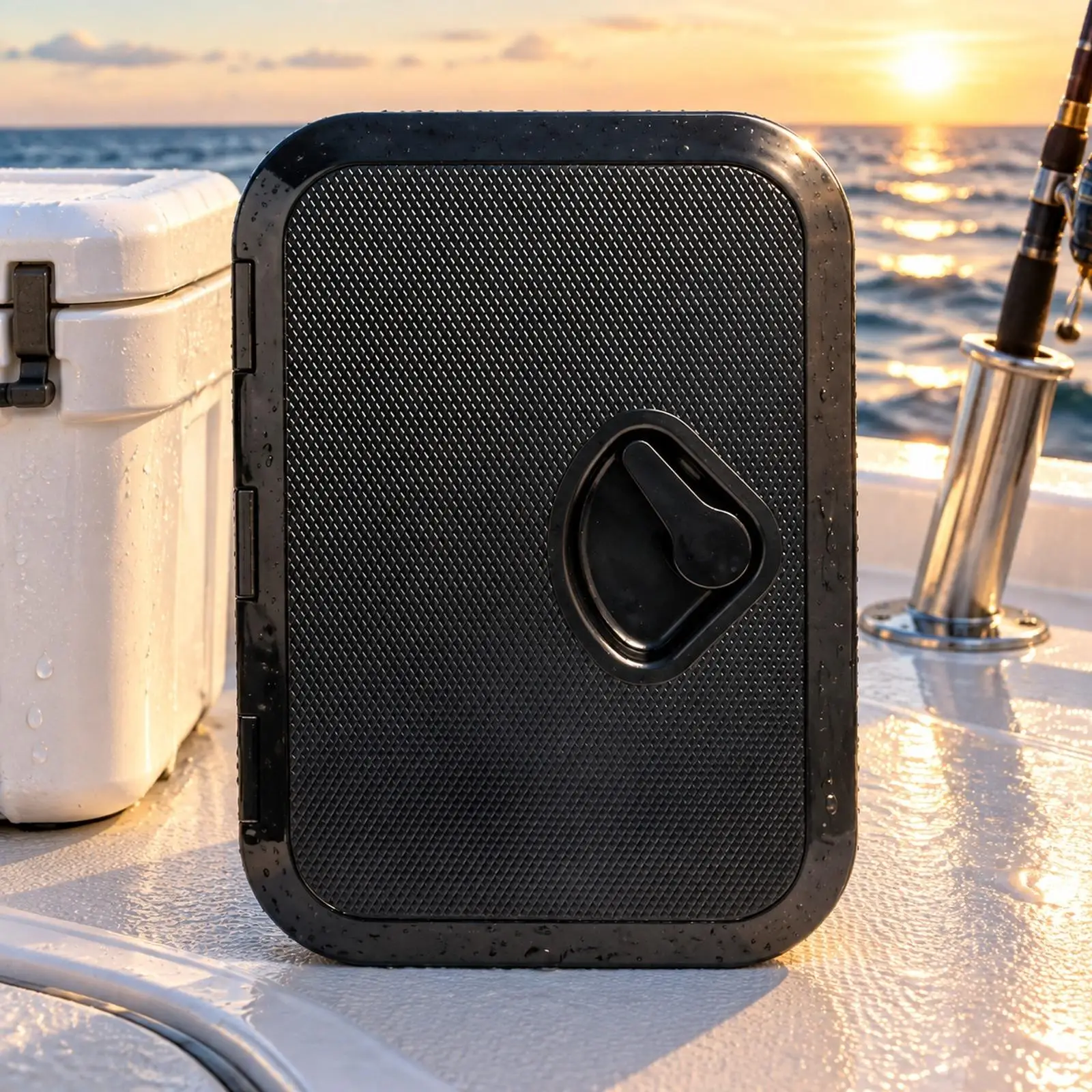 Boat Deck Hatch Cover ABS Plastic 270x375mm Replacement Access Door for Marine Storage Compartment and Fish Box