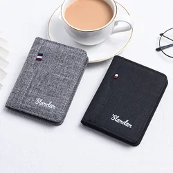 2024 New Canvas Men Wallet Card Holder Men'S Purse Coin Pouch Id Card Holder Short Credit Card Holder Slim Wallet Money Clip