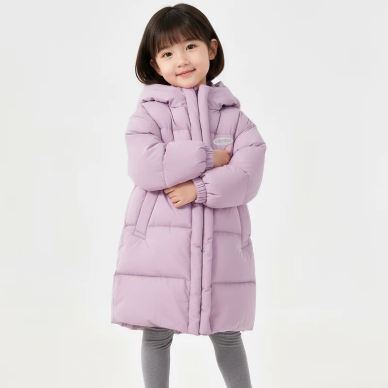RAISE Winter Children Girls Parkas Kids Girls Velvet Thicken Warm Hodoed Jackets 3-10Yrs Teens Girls Mid-length Outerwear Coats