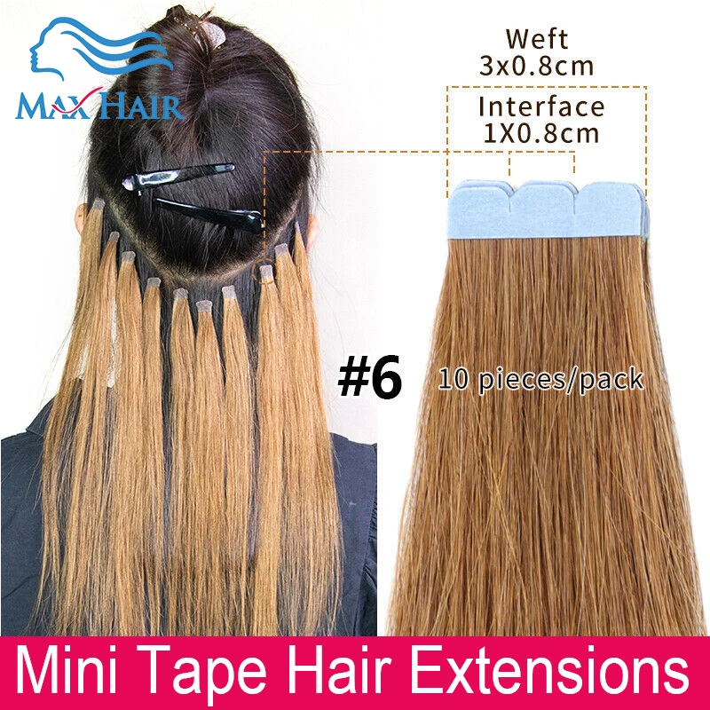 Shinehair Mini Tape Human Hair Extensions Об’ємне плетіння волосся 100% необроблене # 613 Світле незаймане волосся без качка, пряме