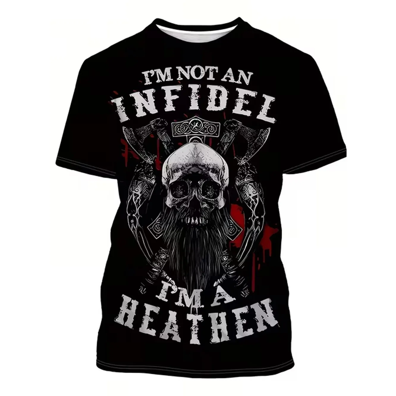 Mens T Shirt Featuring A Viking Design Strong Norse Pagan Motif With Im Not A Pagan Im A Heavy Metal Inspired Black Crew Neck Shirt Concerts And Everyday Casual Wear Summer Is Machine Wa
