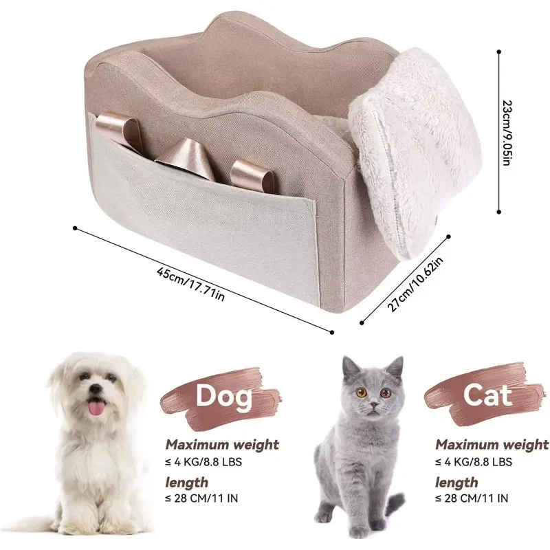 for Dog Car Seat Center Console Booster for Small Pets Champagne Khaki
