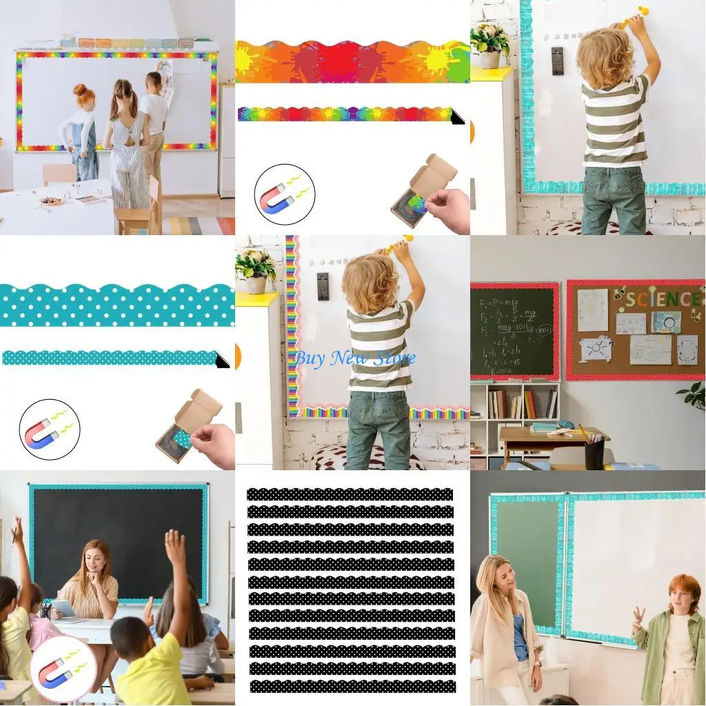 

20CE Bulletin Board Border Rainbow Theme Design Straight Border Trim for School Party