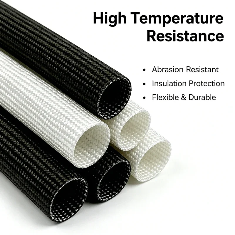 2m/5m/10m Fiberglass Braided Sleeve 600 Degree For Electron Beam Line Household Cables High Temperature Isolation And Insulation