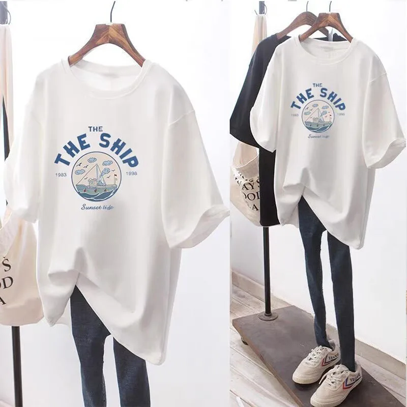 2026 new The Ship Retro Sailing Unisex Oversized T-Shirt, Vintage Boat Graphic Tee, Streetwear Cotton Top For Men Women