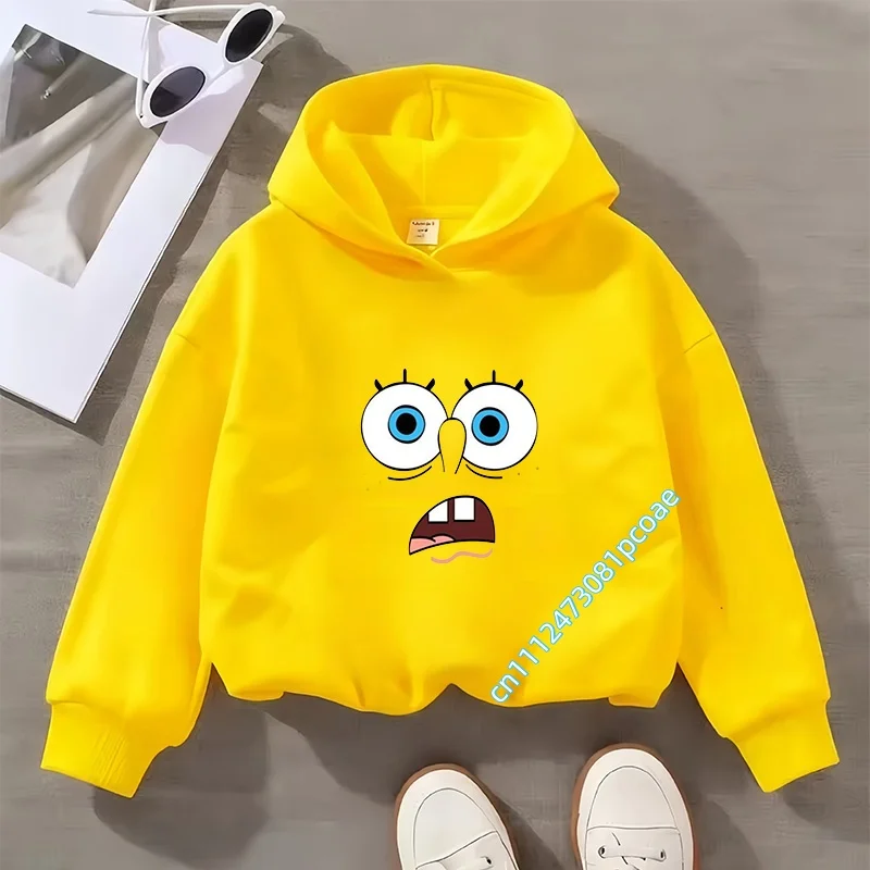 Children's hooded sweatshirt SpongeBob SquarePants Boys' sport shirt Girls' casual top Autumn/Winter long-sleeved cartoon print