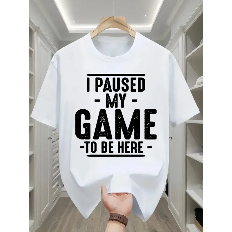 Men'S Fashion Printed T-Shirt Men'S Paused Game  Graphic Top Summer Casual Short-Sleeve T-Shirt Suitable for everyday wear
