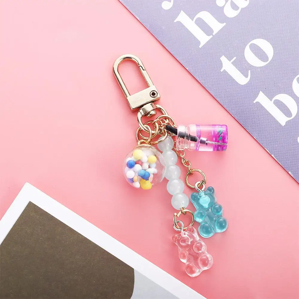 Men Cute Bag Pendant Floating Fruit Acrylic Women Key Ring Keyholder Fashion Accessories Bear Key Chain