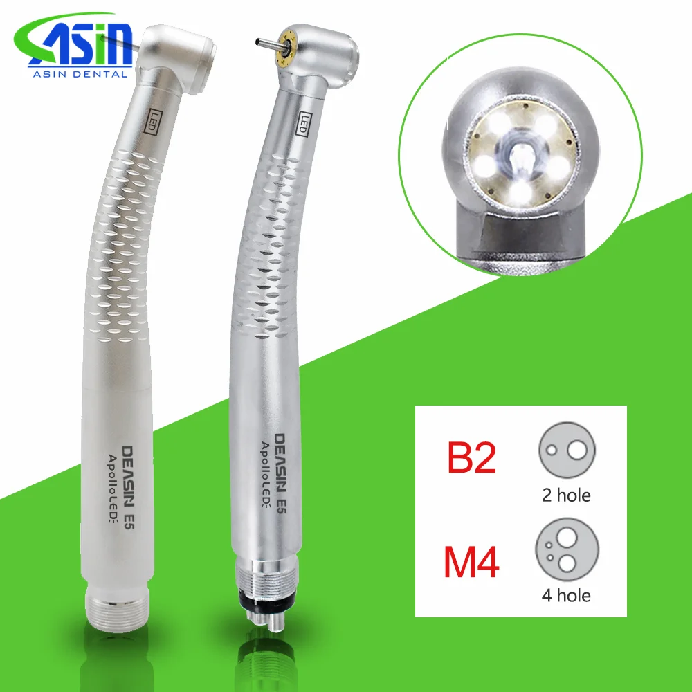 

DEASIN Hot Dental LED High Speed Handpiece Shadowless 5 LED E-generator Hand Piece Turbine Handpiece 5 Water Spray 2/4 Holes