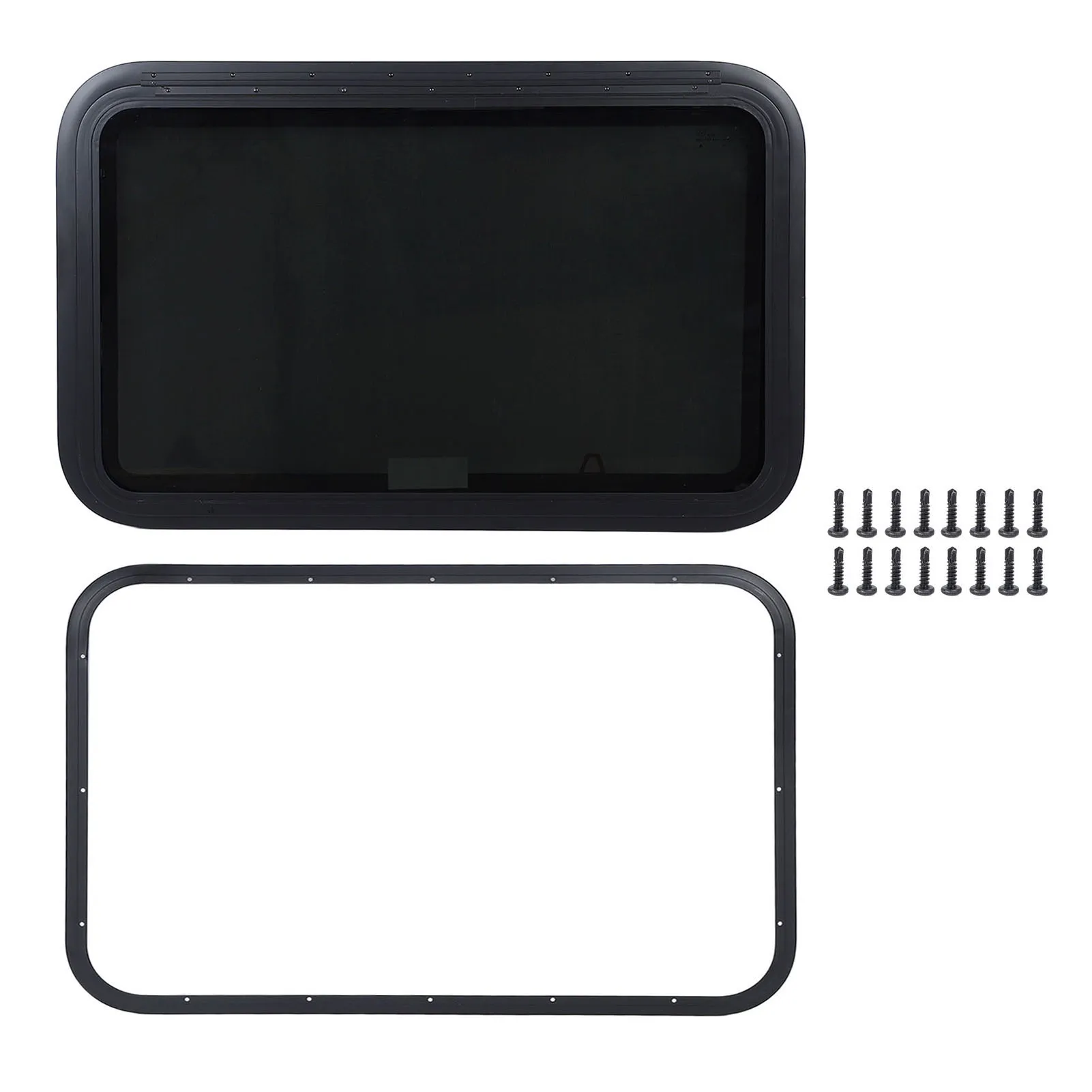 

RV Emergency Window 914 X 559mm Tempered Glass Push Out Exit Window with Support Rod and Mounting Ring for Trailer Camper