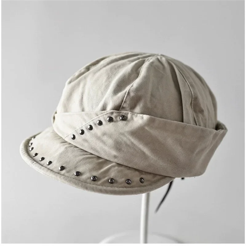 tudded Asymmetric Artist's Hat Soft-Brimmed Octagonal Beret Women's Fashionable Retro-Chic Beret