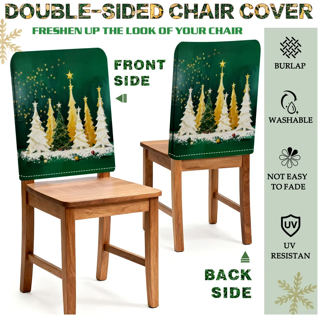 6pcs/set Oil Painting Christmas Tree Chair Cover Table Decoration Dining Seat Chair Covers Dining Room Bar Party Banquate