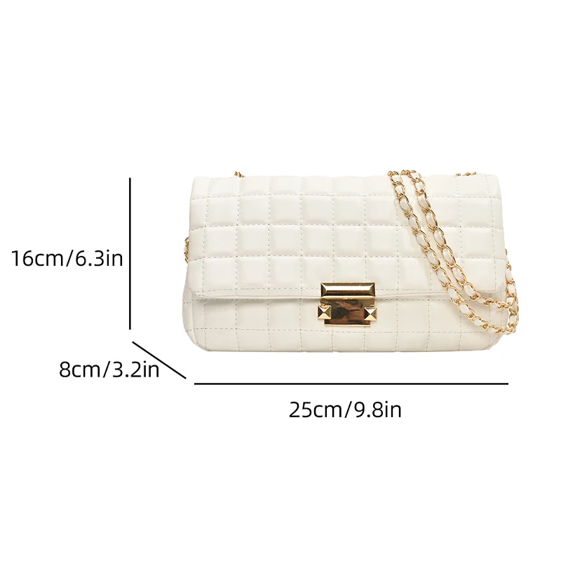 2024 New Summer Versatile Chain Crossbody Bag Fashionable One Shoulder Stick Bag with Lingge Embroidered Thread