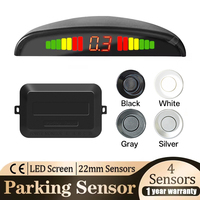 Hippcron Car LED Parking Sensor Kit 4 Sensors 22mm Backlight Display Reverse Backup Radar Monitor System 12V 4 Colors