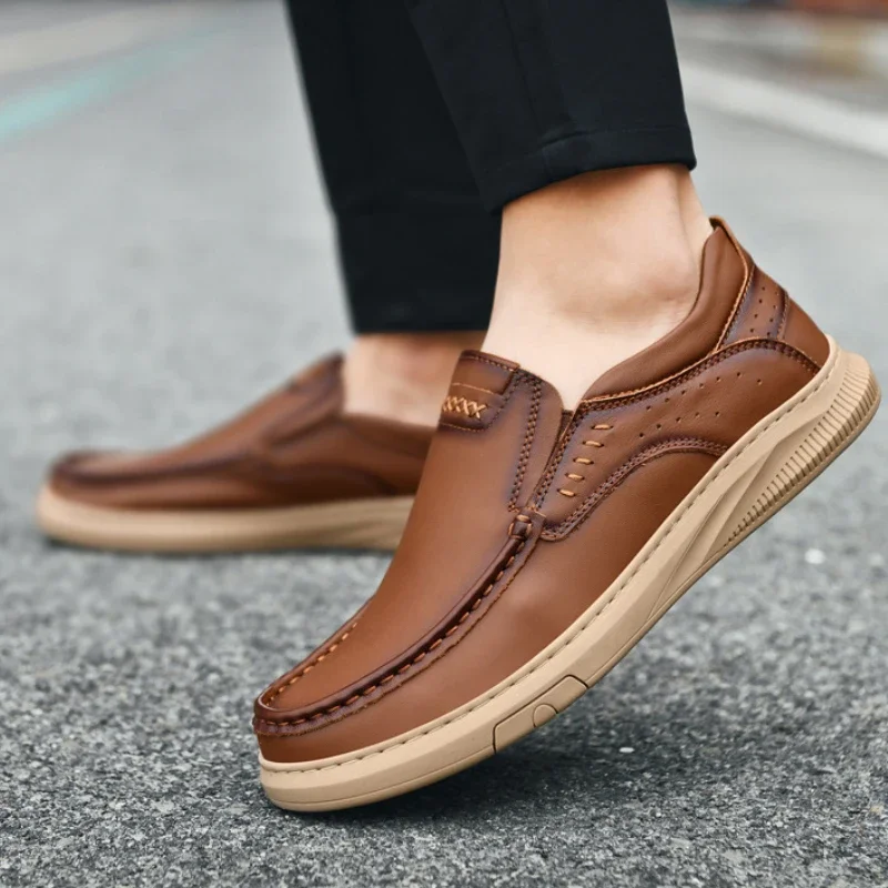 High Quality Handmade Dress Shoes for Men Luxury Genuine Leather Summer Casual Shoe Slip-on Comfortable Genuine Leather Loafers