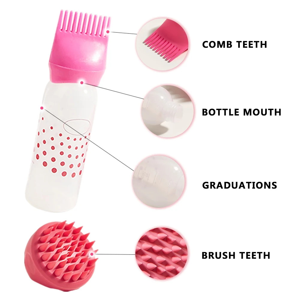 

120ML Hair Dye Applicator Bottle with Shampoo Brush Color Cream Shampoo Bottle Barber Home Hairdressing Tools