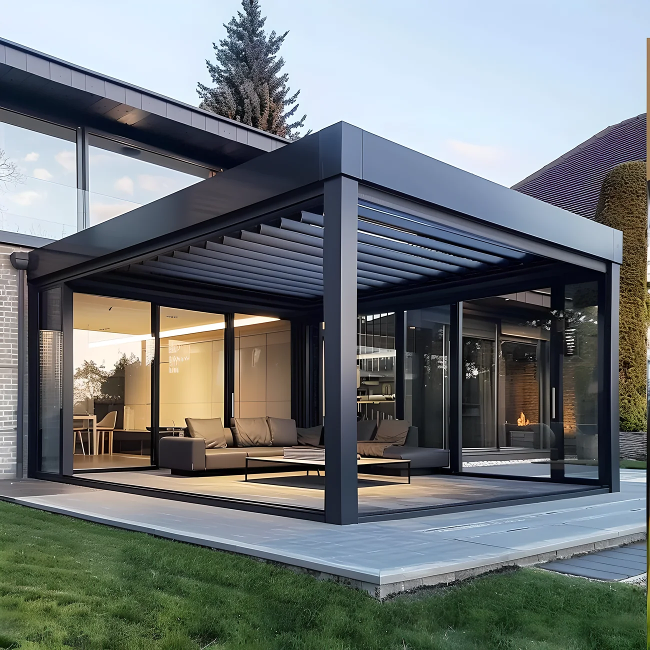 Motorized Outdoor Garden Pergola Villa Pavilion Aluminium Louvered Roof Sunshade Waterproof Custom Size