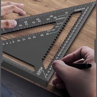 Triangle Angle Ruler 12 inch Metric Aluminum Alloy Angle Protractor Triangular Measuring Ruler Woodwork Speed Square Triangle