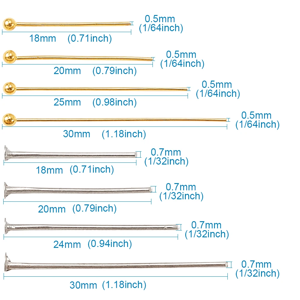 1600pcs Brass/Iron Flat Head Pins Ball Pins Connectors For Jewelry Making DIY Earring Bracelet Supplies Accessories