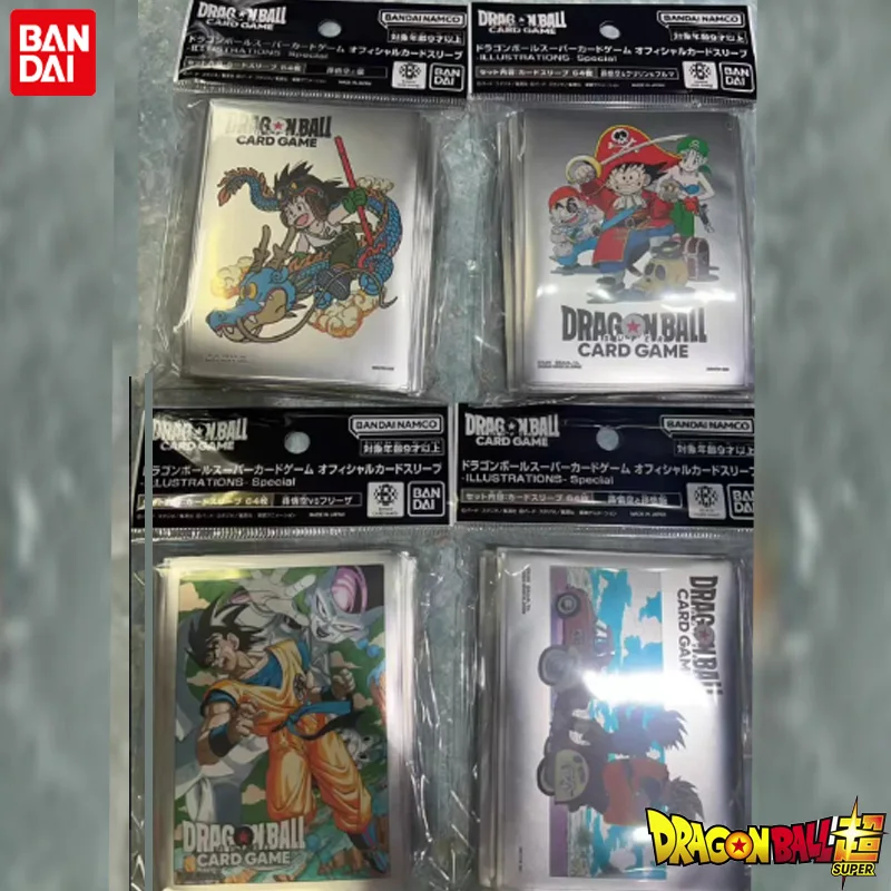 64 Uds. Fundas oficiales para tarjetas del mundo de Dragon Ball Super Fusion Son Goku tema de ilustración especial regalo de edición limitada súper raro