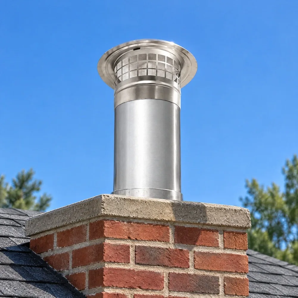 Stainless Steel Chimney Cap 60mm Inner Diameter 63mm Outer Weatherproof Umbrella Design For Range Hood For Exhaust Pipe