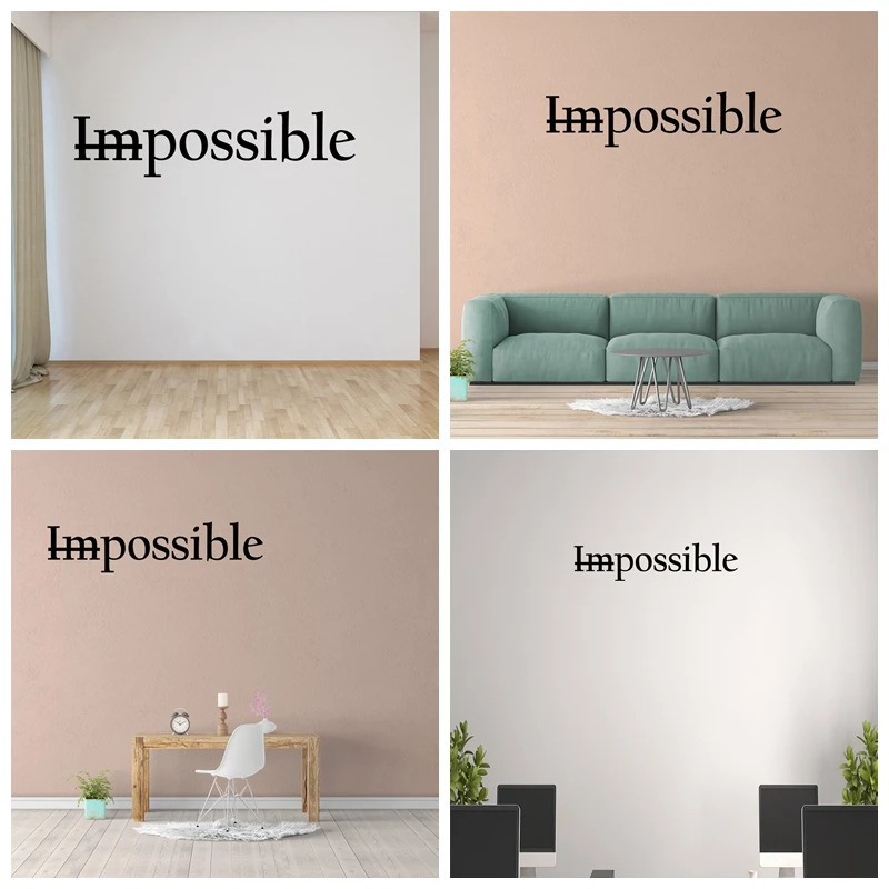

1 pc nice word from possible to possible Wall Stickers Pvc Material wallpaper Living Room for office Wall MURAL Drop Shipping