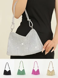 Shiny rhinestone woman handbags underarm crescent evening bag suitable for weddings, parties, and gatherings