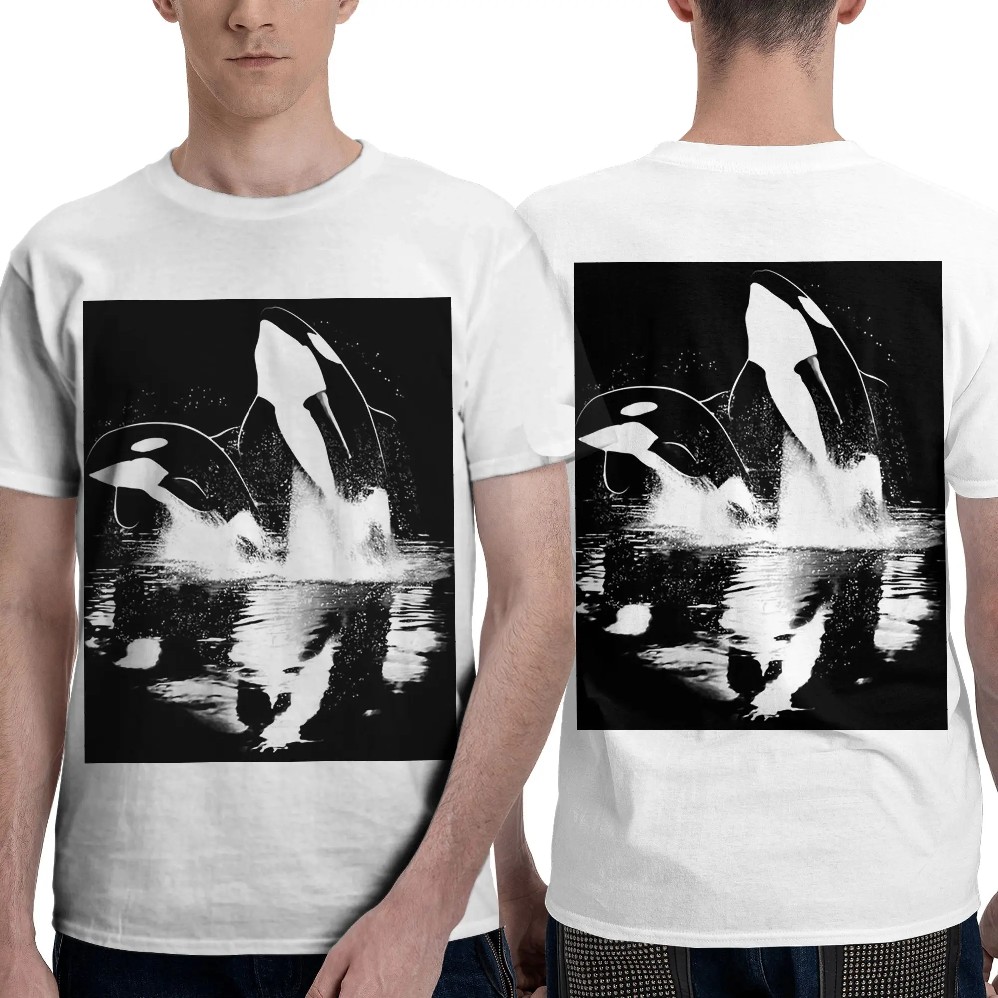 100% Cotton Orca Aquatic Sea Ocean Killer Whale T-Shirt Men's Double Sided T Shirt Men Round Neck Summer Shirts Tops S-6XL