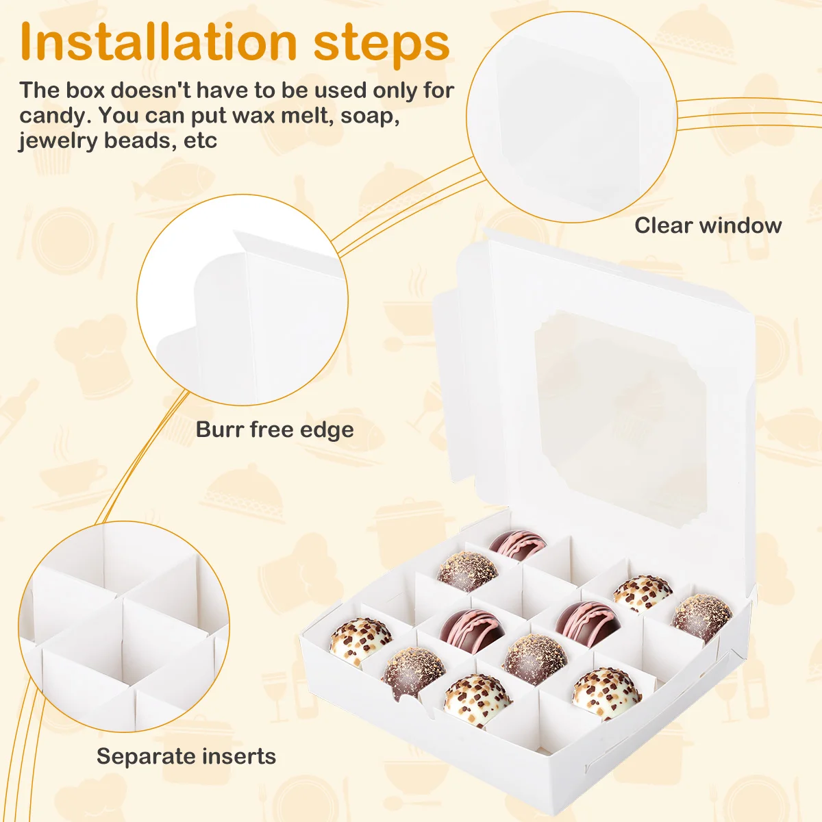 20pcs Empty White Pick and Mix Sweet Boxes with Inserts