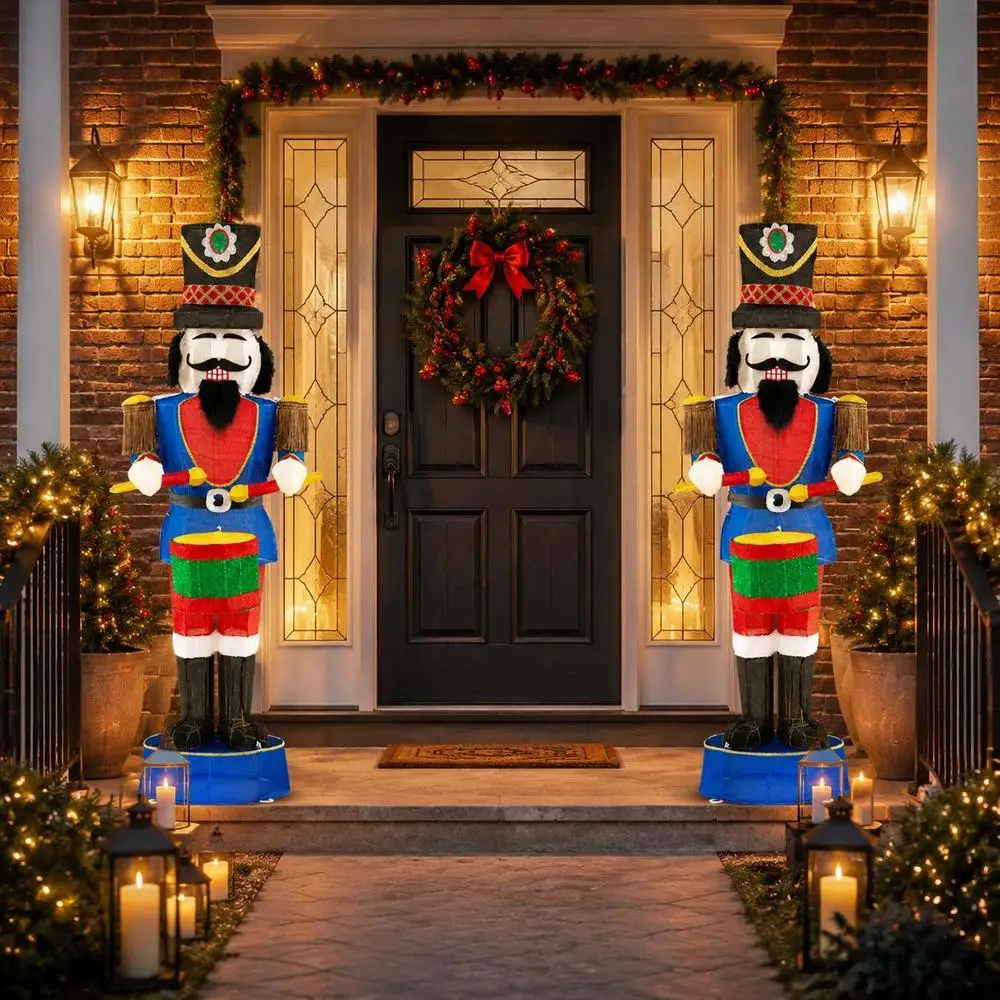 184 cm große Weihnachts-Nussknacker-Soldatenfigur, 3D-Festdekoration mit Hut und Schwert, Feiertagsdekoration für Veranda, Garten, Innenräume, Partydekoration